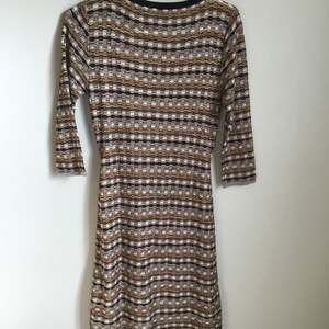 Missoni Geometric Knit Knee-Length Dress Brown White Black Pattern italy